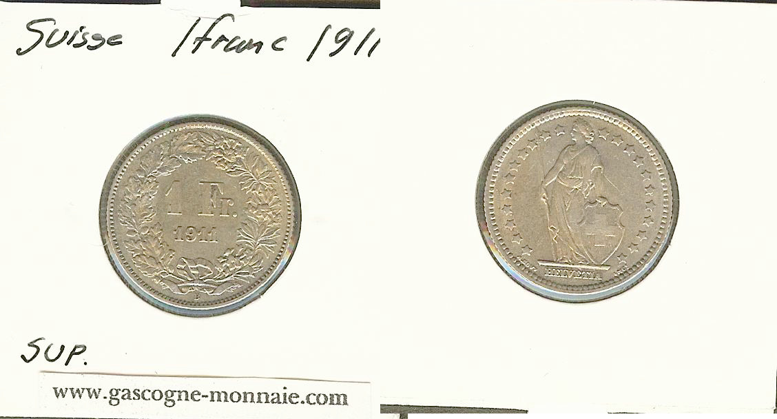 Switzerland 1 franc 1911 AU